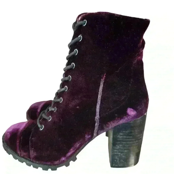 Report Signature Purple Velvet Lace Up Boots. - Picture 3 of 10